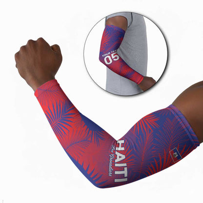 Custom Les Grenadiers Haiti Football Arm Sleeves Tropical Vibes