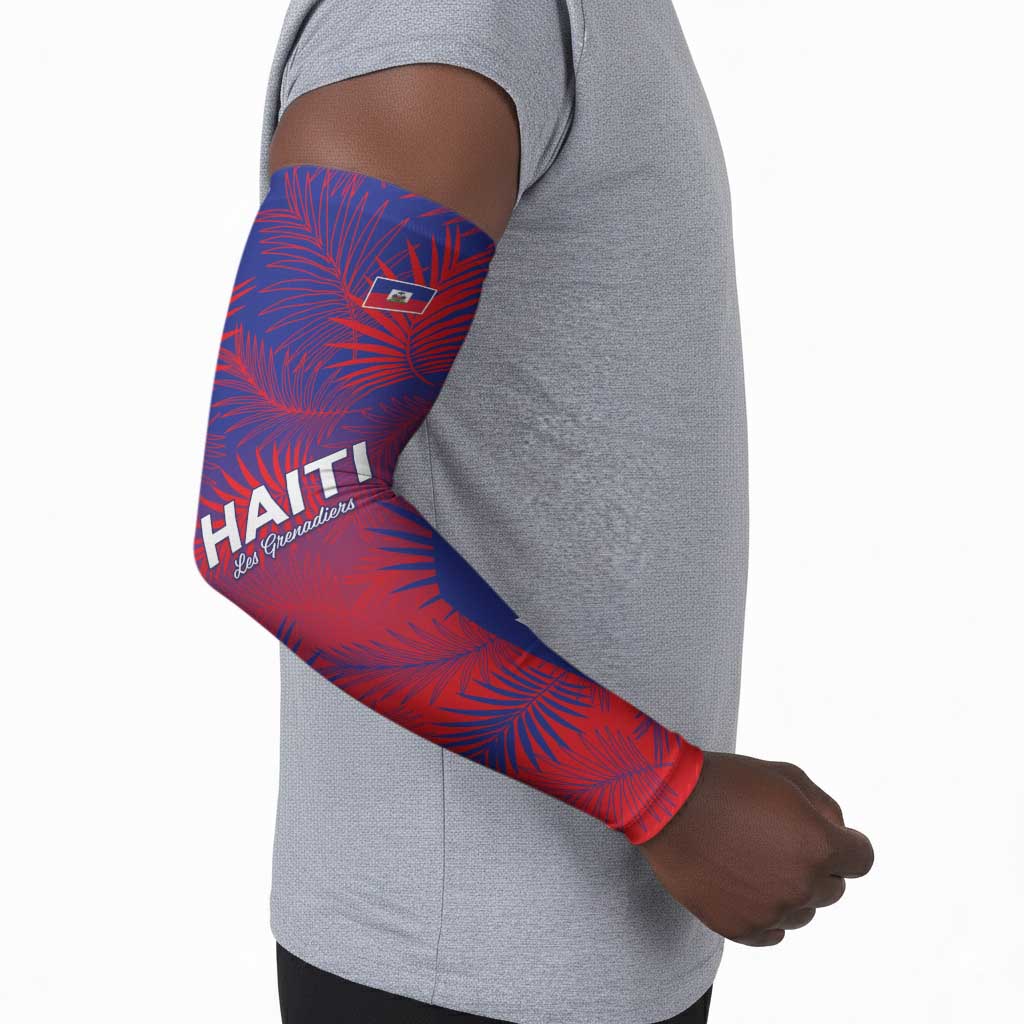 Custom Les Grenadiers Haiti Football Arm Sleeves Tropical Vibes