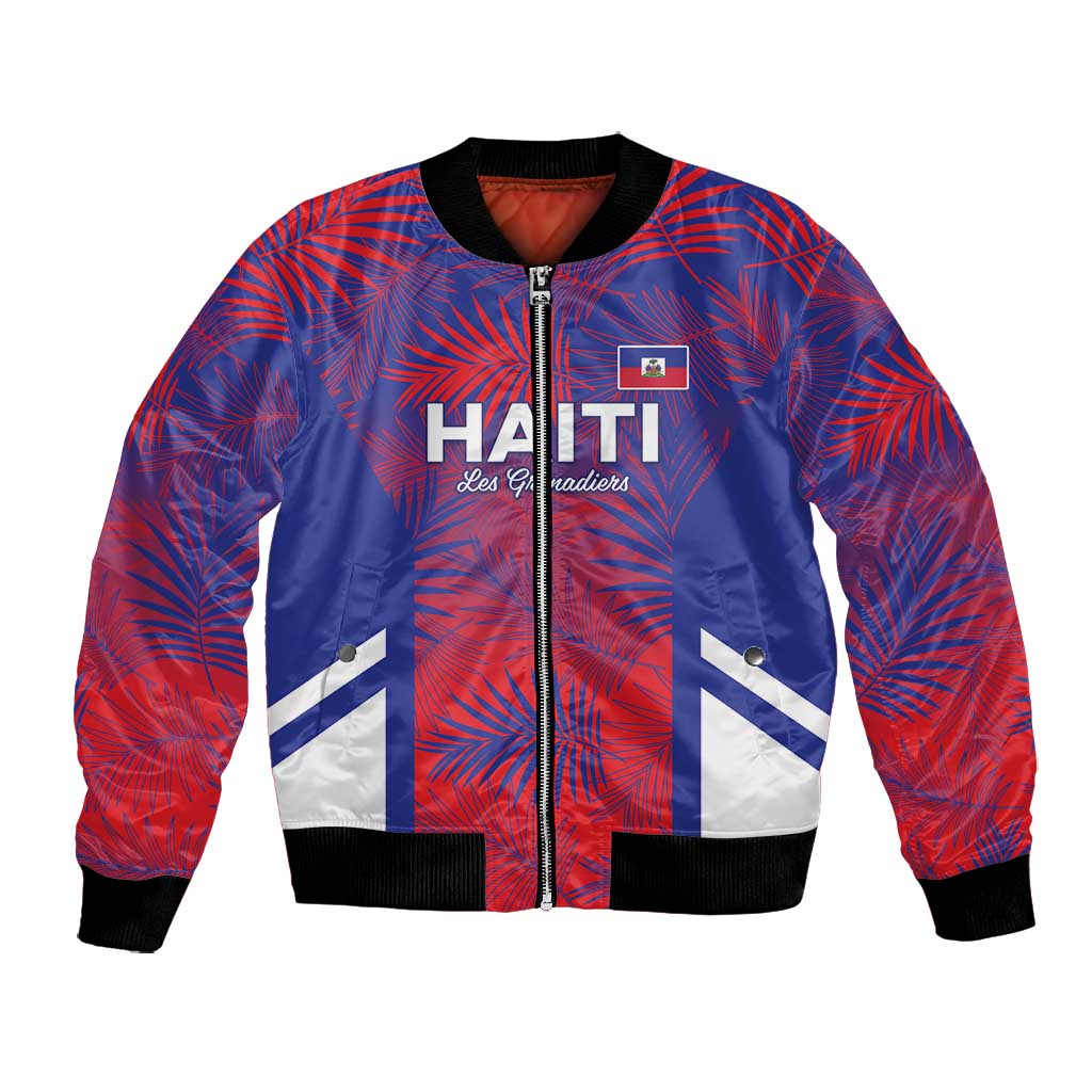Custom Les Grenadiers Haiti Football Bomber Jacket Tropical Vibes - African Pride