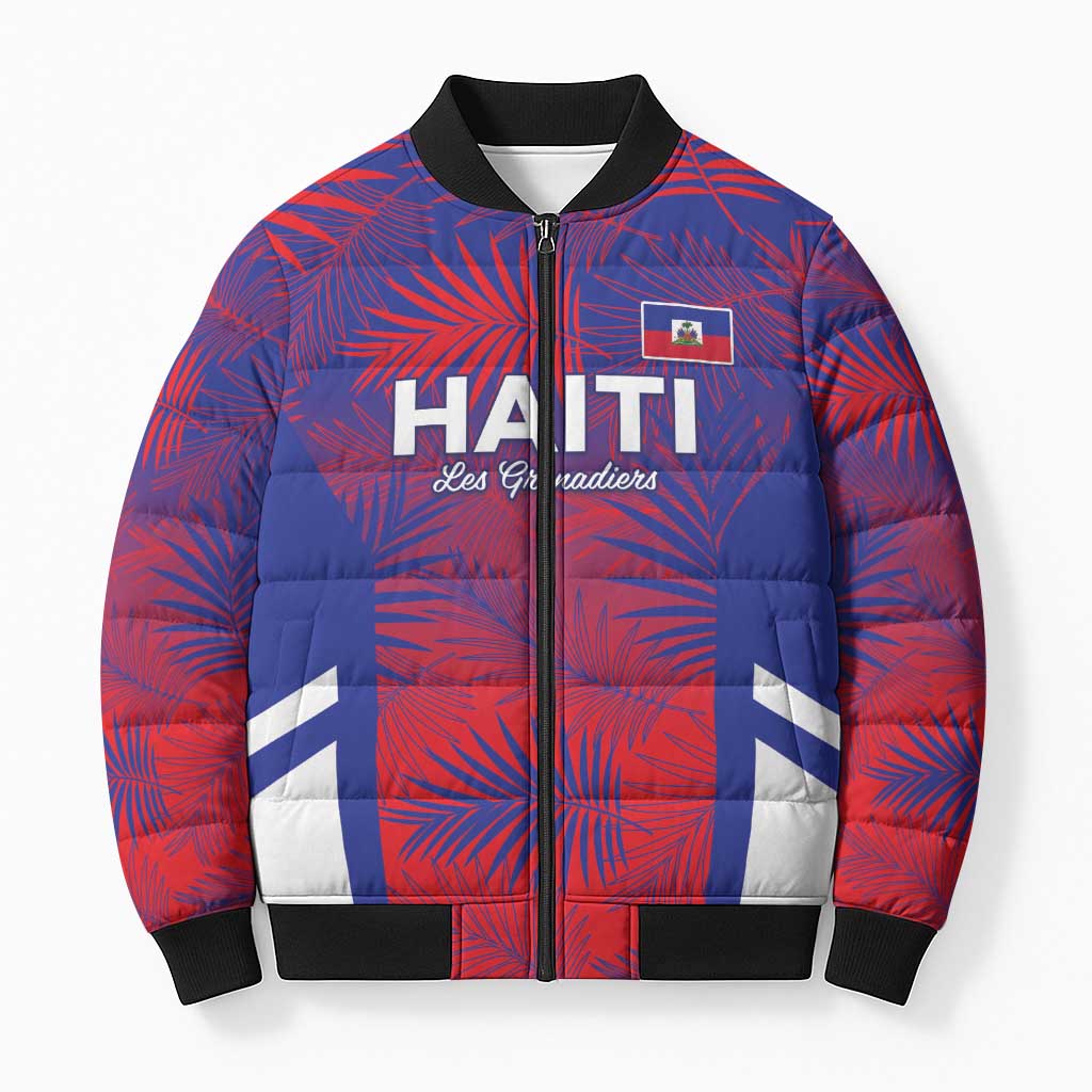 Custom Les Grenadiers Haiti Football Bomber Puffer Jacket Tropical Vibes