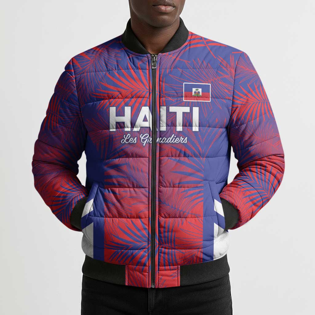 Custom Les Grenadiers Haiti Football Bomber Puffer Jacket Tropical Vibes