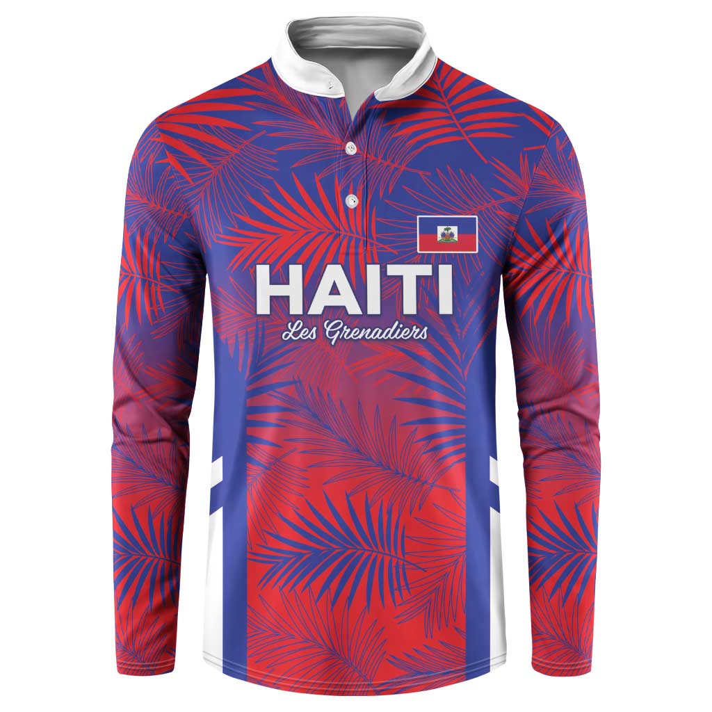 Custom Les Grenadiers Haiti Football Button Sweatshirt Tropical Vibes