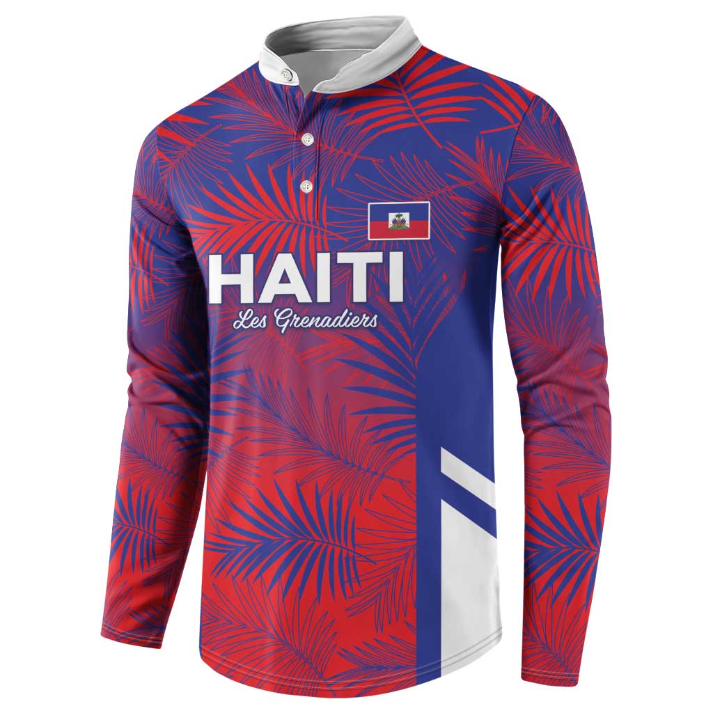 Custom Les Grenadiers Haiti Football Button Sweatshirt Tropical Vibes