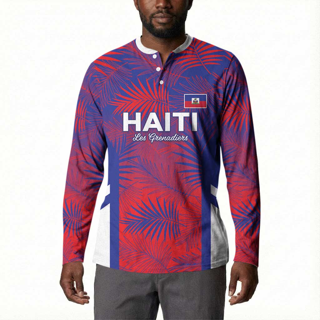 Custom Les Grenadiers Haiti Football Button Sweatshirt Tropical Vibes