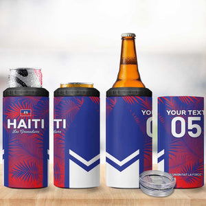 Custom Les Grenadiers Haiti Football 4 in 1 Can Cooler Tumbler Tropical Vibes - African Pride