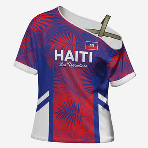 Custom Les Grenadiers Haiti Football Cross Shoulder Shirt Tropical Vibes