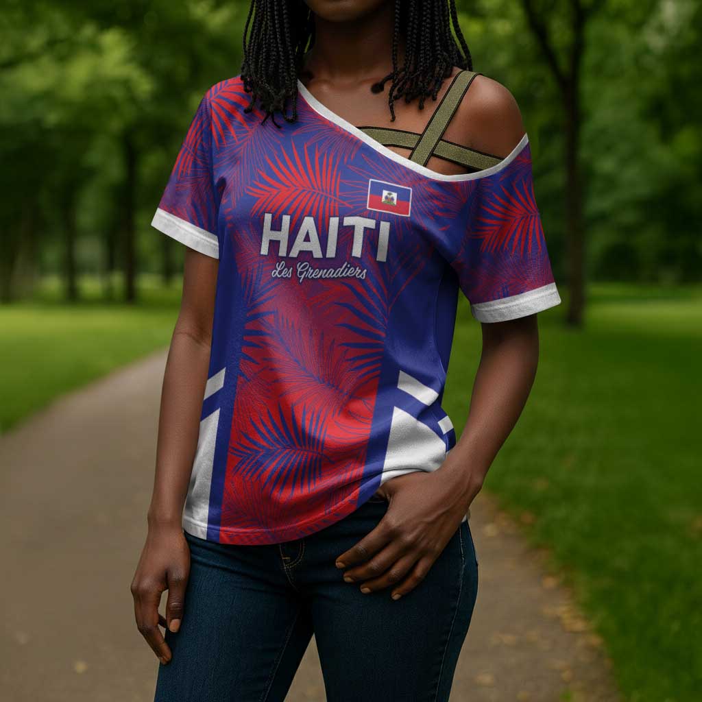 Custom Les Grenadiers Haiti Football Cross Shoulder Shirt Tropical Vibes