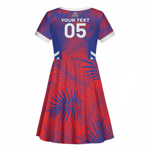 Custom Les Grenadiers Haiti Football Kid Short Sleeve Dress Tropical Vibes LT05