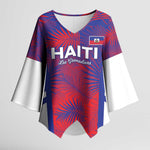 Custom Les Grenadiers Haiti Football Kimono Sleeve Blouse Tropical Vibes