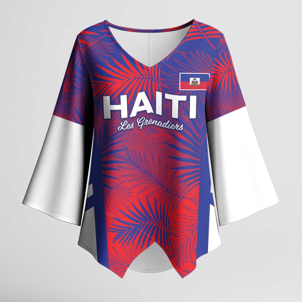 Custom Les Grenadiers Haiti Football Kimono Sleeve Blouse Tropical Vibes