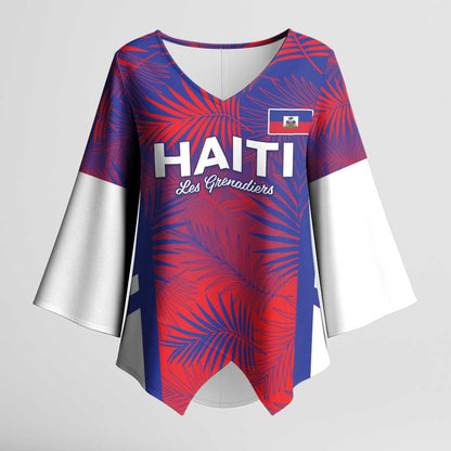 Custom Les Grenadiers Haiti Football Kimono Sleeve Blouse Tropical Vibes