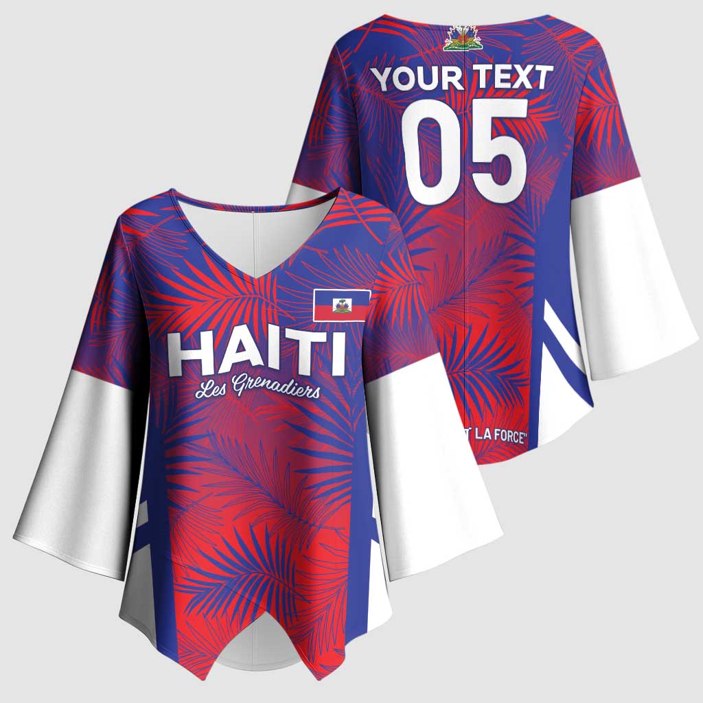 Custom Les Grenadiers Haiti Football Kimono Sleeve Blouse Tropical Vibes