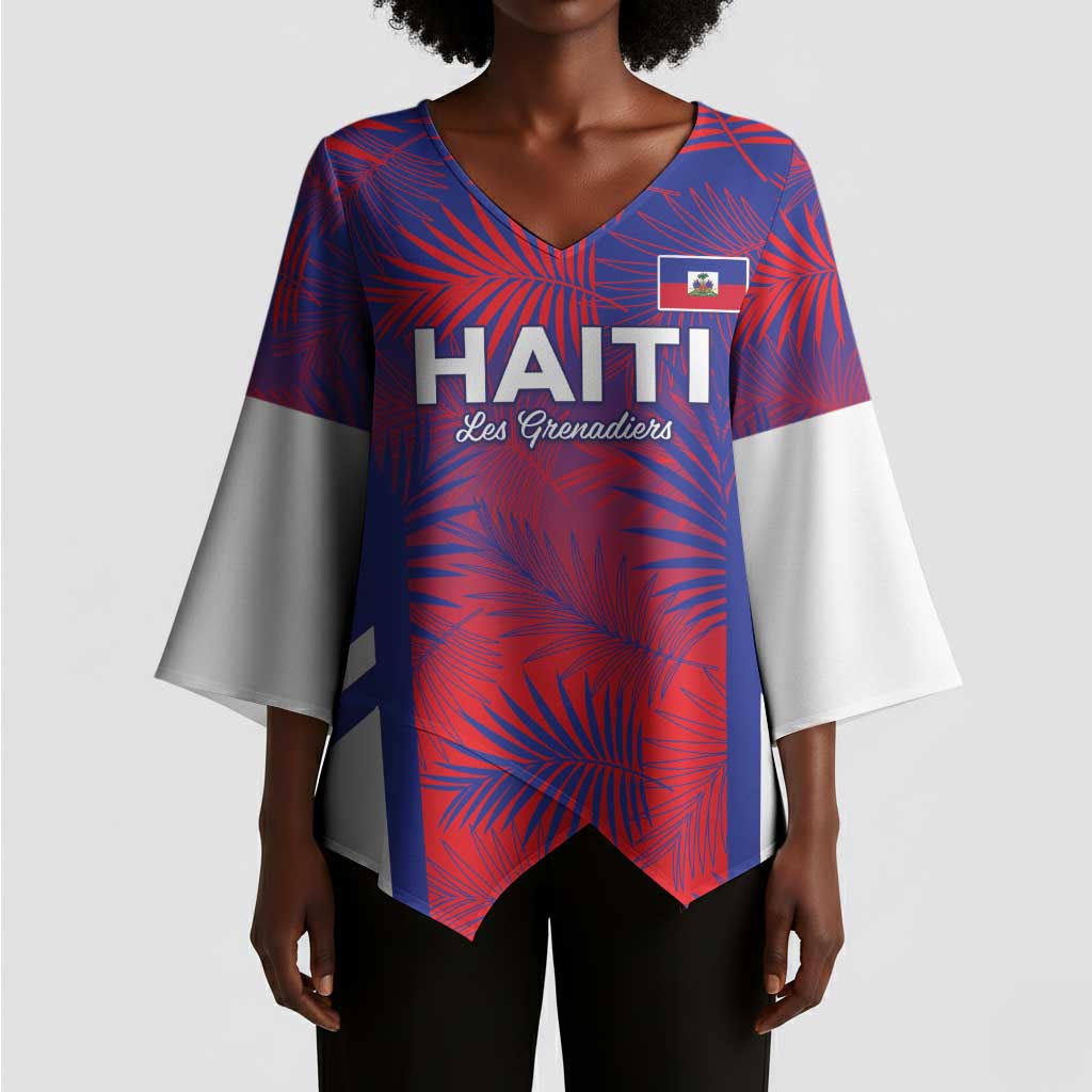 Custom Les Grenadiers Haiti Football Kimono Sleeve Blouse Tropical Vibes