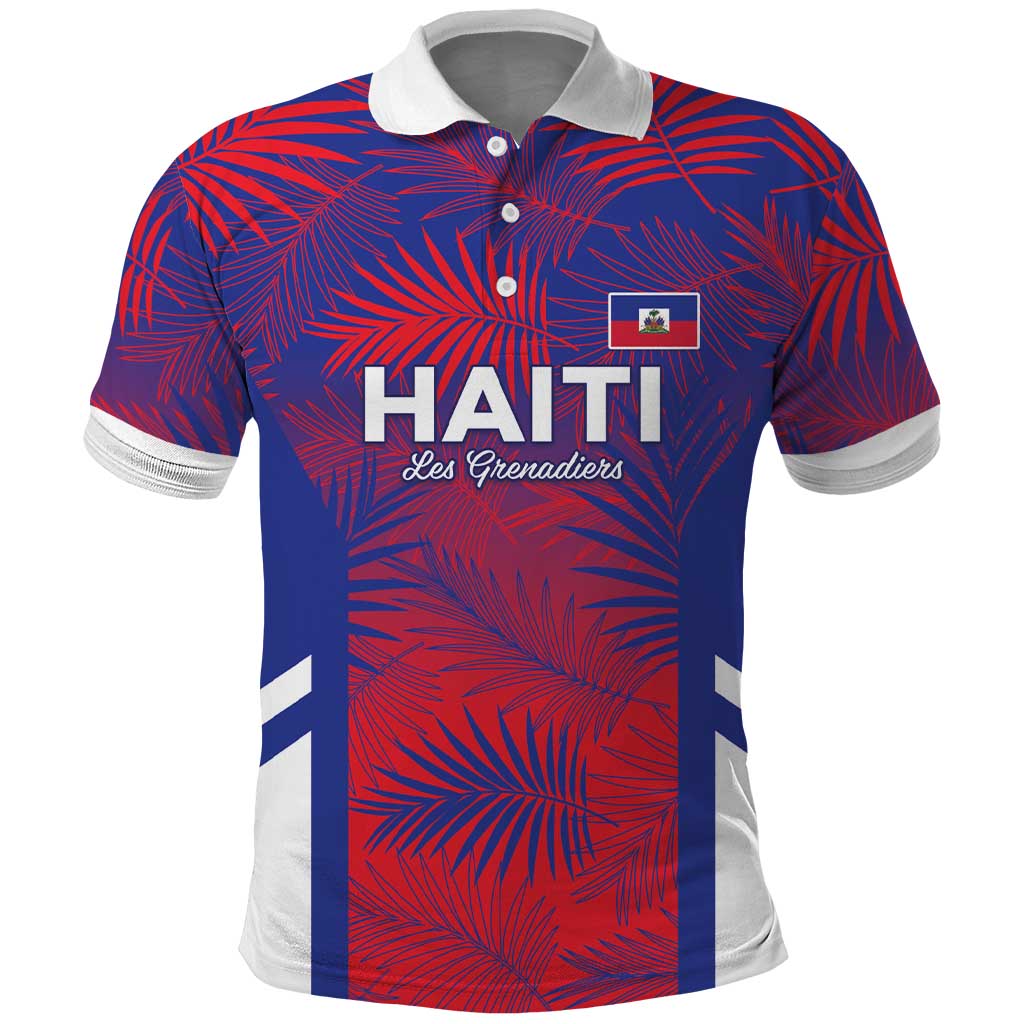 Custom Les Grenadiers Haiti Football Polo Shirt Tropical Vibes LT05
