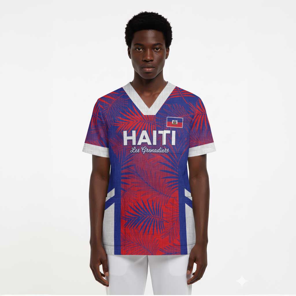 Custom Les Grenadiers Haiti Football Scrub Top Tropical Vibes - African Pride