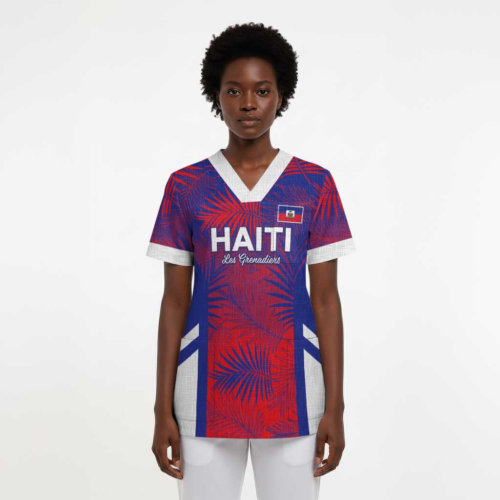 Custom Les Grenadiers Haiti Football Scrub Top Tropical Vibes - African Pride
