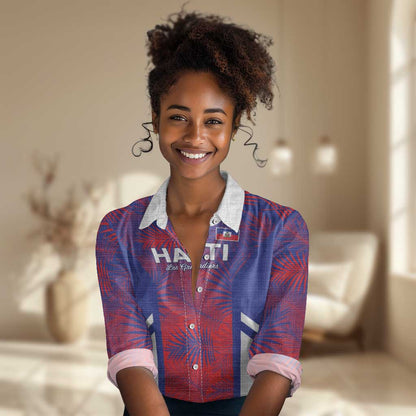 Custom Les Grenadiers Haiti Football Women Casual Shirt Tropical Vibes - African Pride