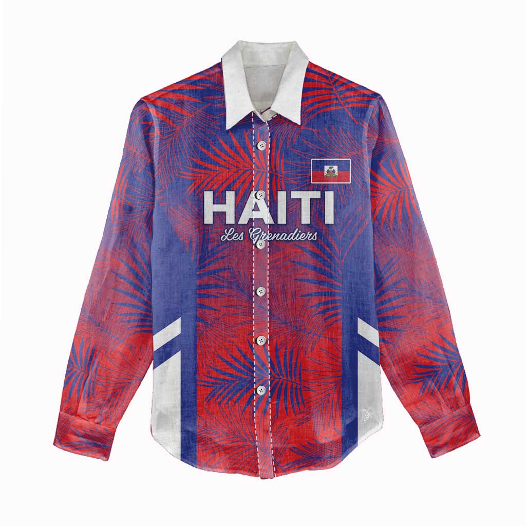 Custom Les Grenadiers Haiti Football Women Casual Shirt Tropical Vibes - African Pride