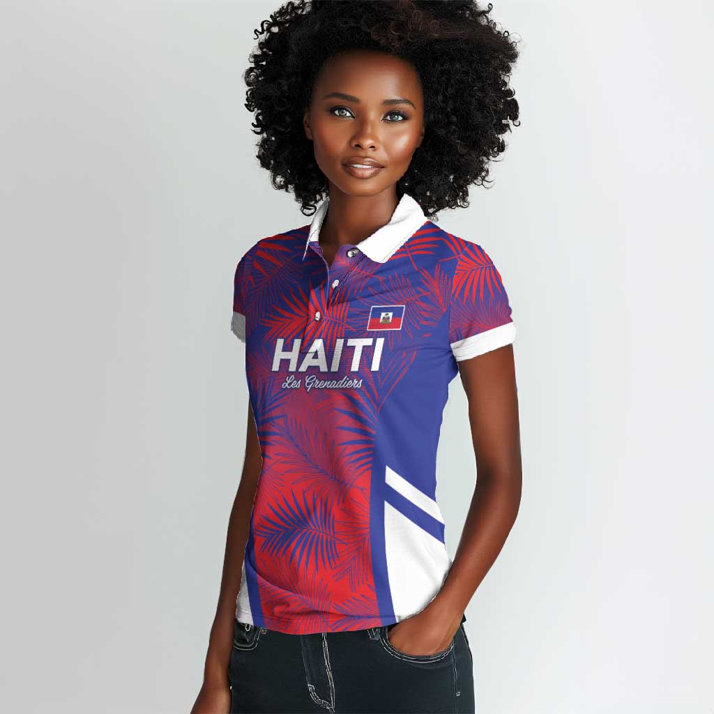 Custom Les Grenadiers Haiti Football Women Polo Shirt Tropical Vibes LT05