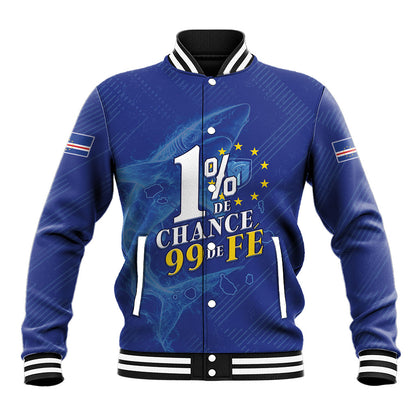 Custom Cape Verde Football Baseball Jacket Blue Sharks Still Undefeated