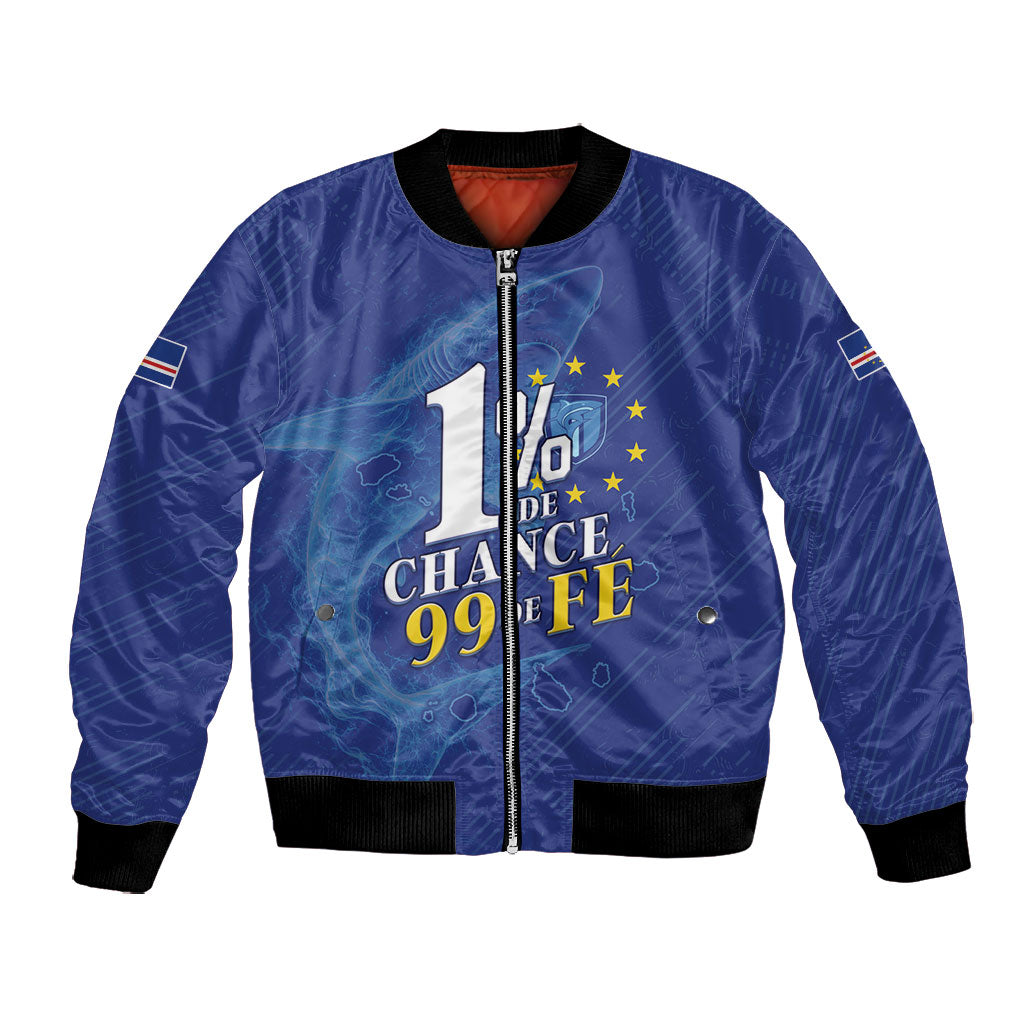 Custom Cape Verde Football Bomber Jacket Blue Sharks Still Undefeated