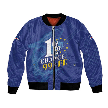 Custom Cape Verde Football Bomber Jacket Blue Sharks Still Undefeated