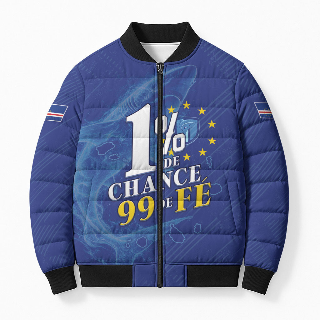 Custom Cape Verde Football Bomber Puffer Jacket Blue Sharks Still Undefeated