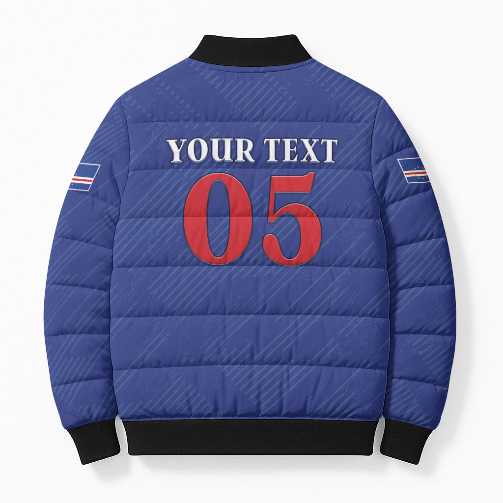Custom Cape Verde Football Bomber Puffer Jacket Blue Sharks Still Undefeated