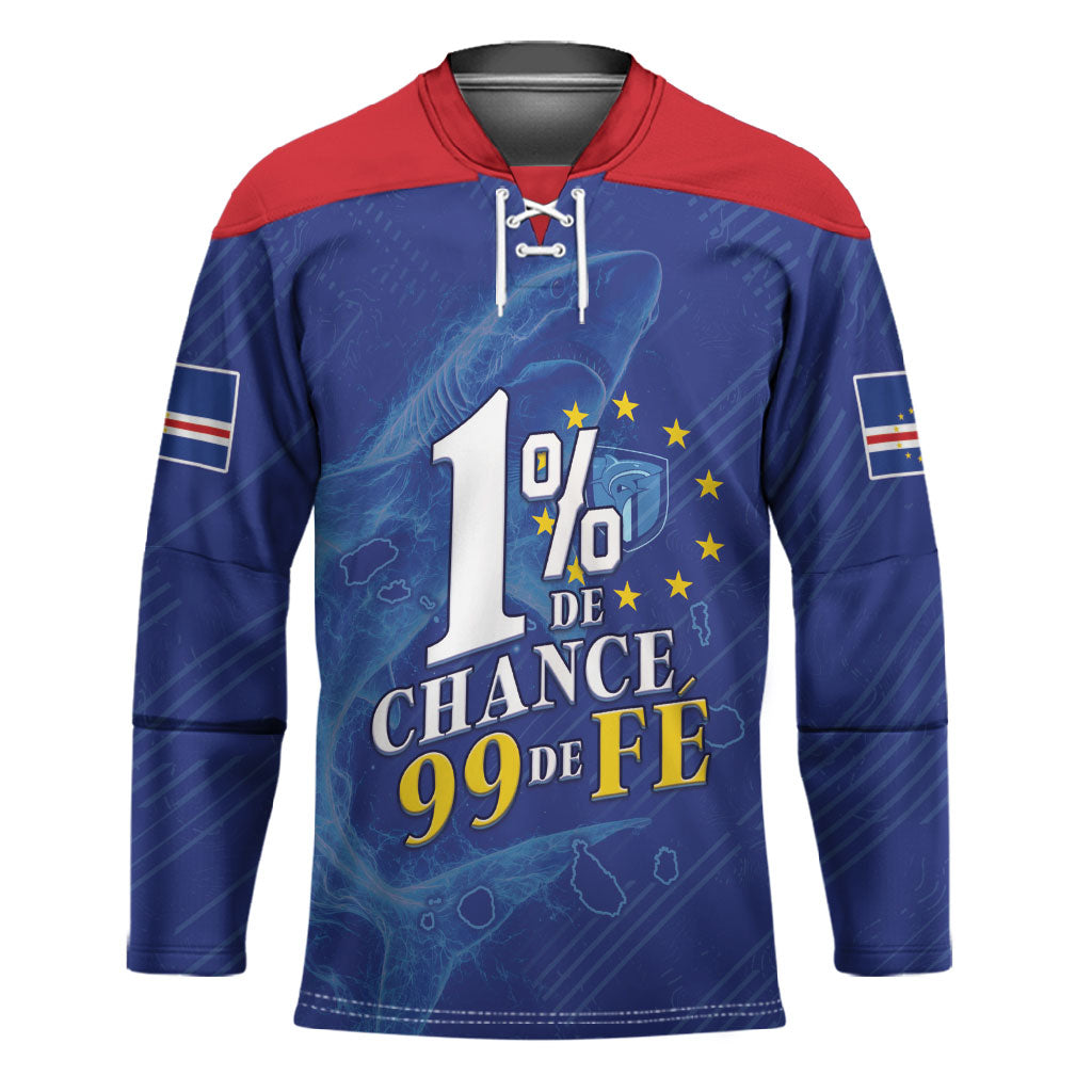 Custom Cape Verde Football Hockey Jersey Blue Sharks Still Undefeated