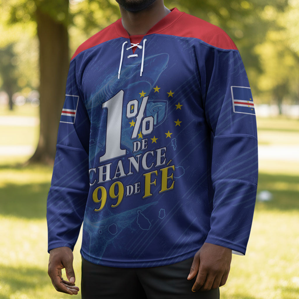Custom Cape Verde Football Hockey Jersey Blue Sharks Still Undefeated
