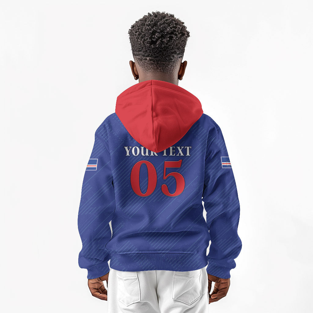 Custom Cape Verde Football Kid Hoodie Blue Sharks Still Undefeated