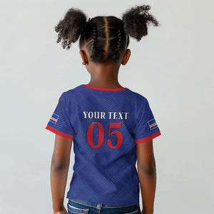 Custom Cape Verde Football Kid T shirt Blue Sharks Still Undefeated