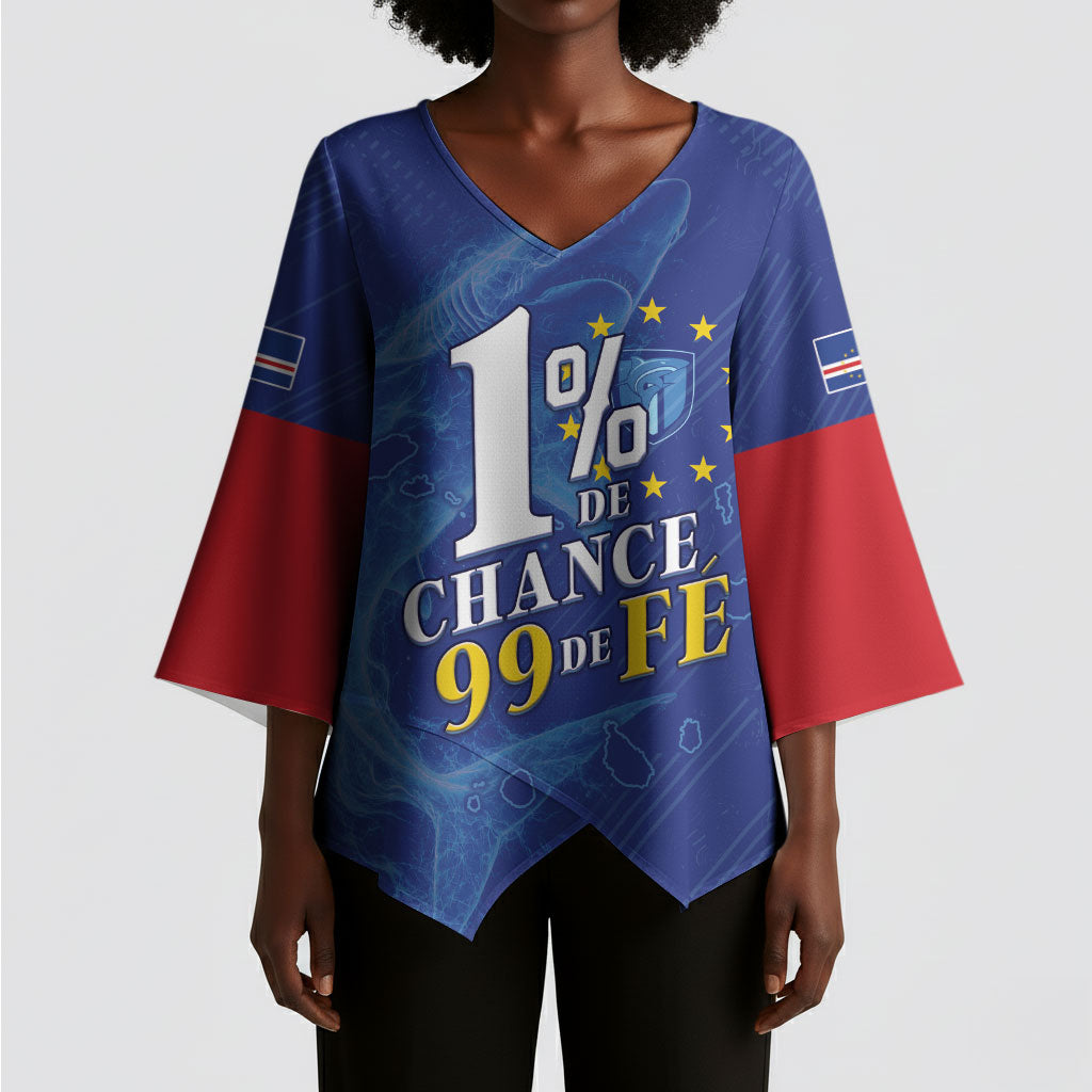 Custom Cape Verde Football Kimono Sleeve Blouse Blue Sharks Still Undefeated
