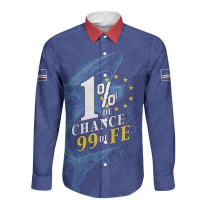 Custom Cape Verde Football Long Sleeve Button Shirt Blue Sharks Still Undefeated