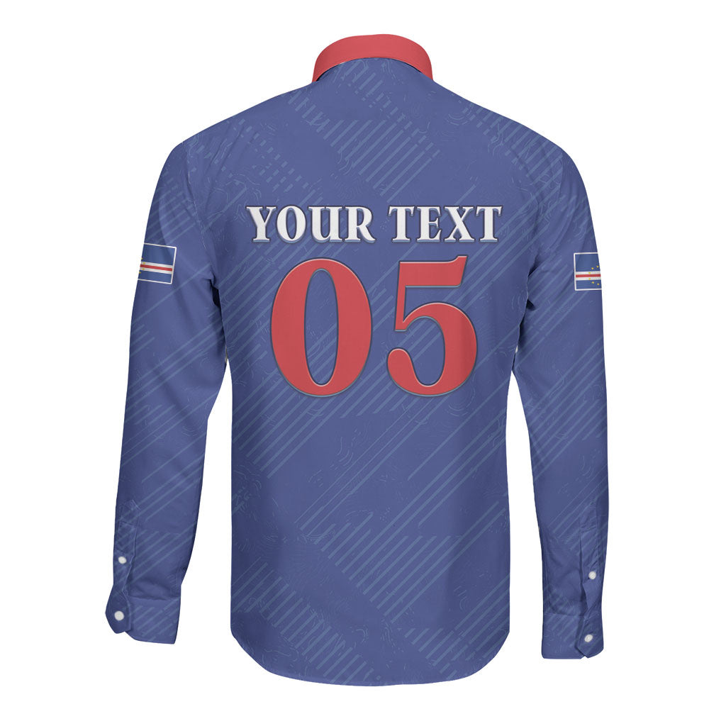 Custom Cape Verde Football Long Sleeve Button Shirt Blue Sharks Still Undefeated