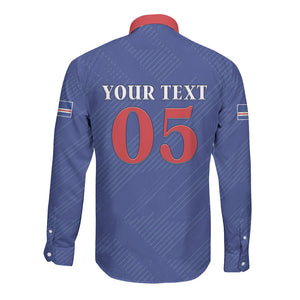 Custom Cape Verde Football Long Sleeve Button Shirt Blue Sharks Still Undefeated