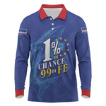 Custom Cape Verde Football Long Sleeve Polo Shirt Blue Sharks Still Undefeated