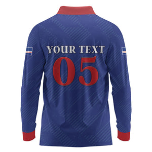 Custom Cape Verde Football Long Sleeve Polo Shirt Blue Sharks Still Undefeated