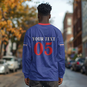 Custom Cape Verde Football Long Sleeve Shirt Blue Sharks Still Undefeated