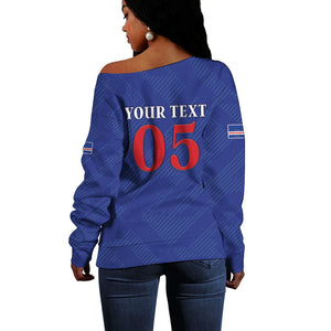 Custom Cape Verde Football Off Shoulder Sweater Blue Sharks Still Undefeated