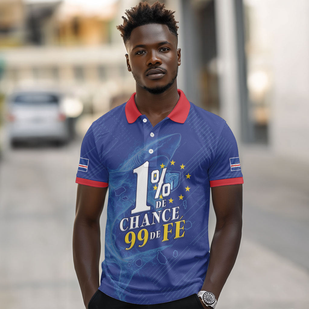 Custom Cape Verde Football Polo Shirt Blue Sharks Still Undefeated