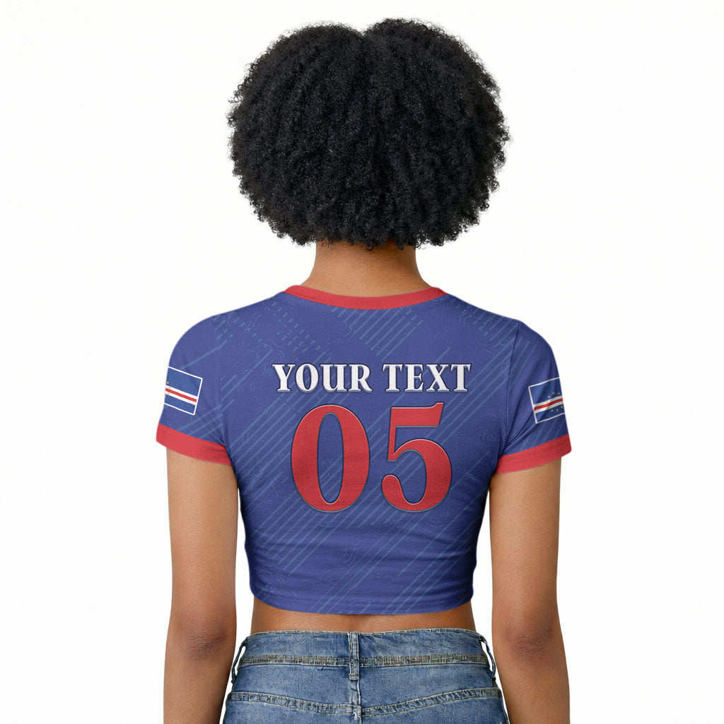 Custom Cape Verde Football Raglan Cropped T shirt Blue Sharks Still Undefeated