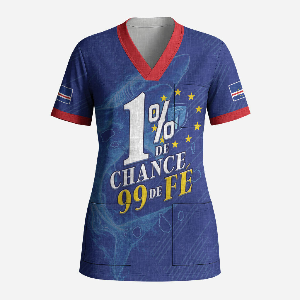 Custom Cape Verde Football Scrub Top Blue Sharks Still Undefeated