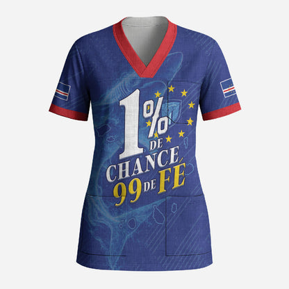 Custom Cape Verde Football Scrub Top Blue Sharks Still Undefeated