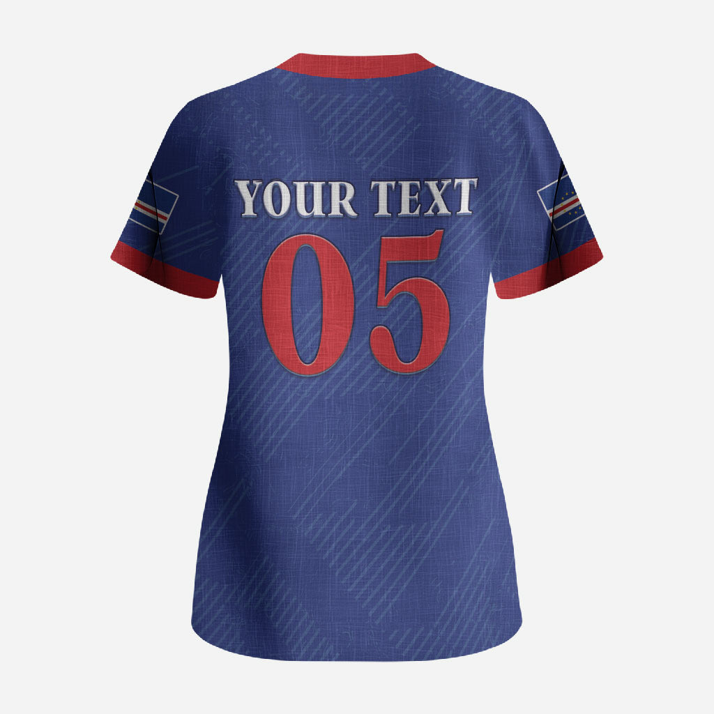 Custom Cape Verde Football Scrub Top Blue Sharks Still Undefeated