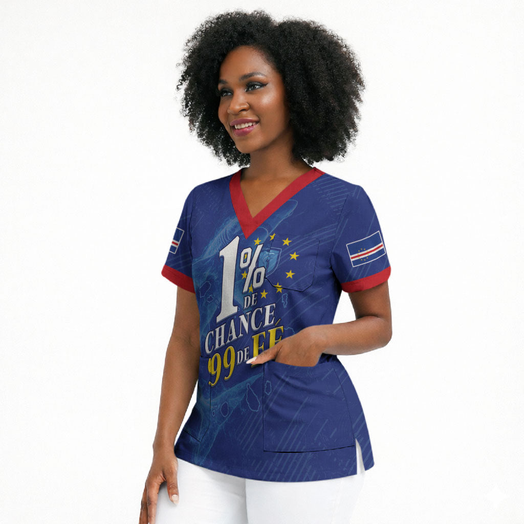 Custom Cape Verde Football Scrub Top Blue Sharks Still Undefeated