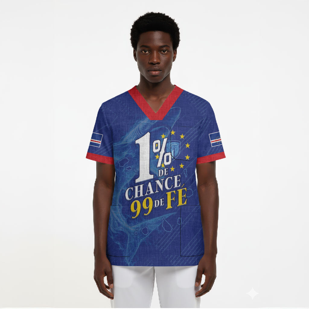 Custom Cape Verde Football Scrub Top Blue Sharks Still Undefeated