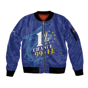 Custom Cape Verde Football Sleeve Zip Bomber Jacket Blue Sharks Still Undefeated