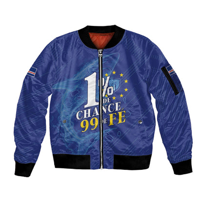 Custom Cape Verde Football Sleeve Zip Bomber Jacket Blue Sharks Still Undefeated