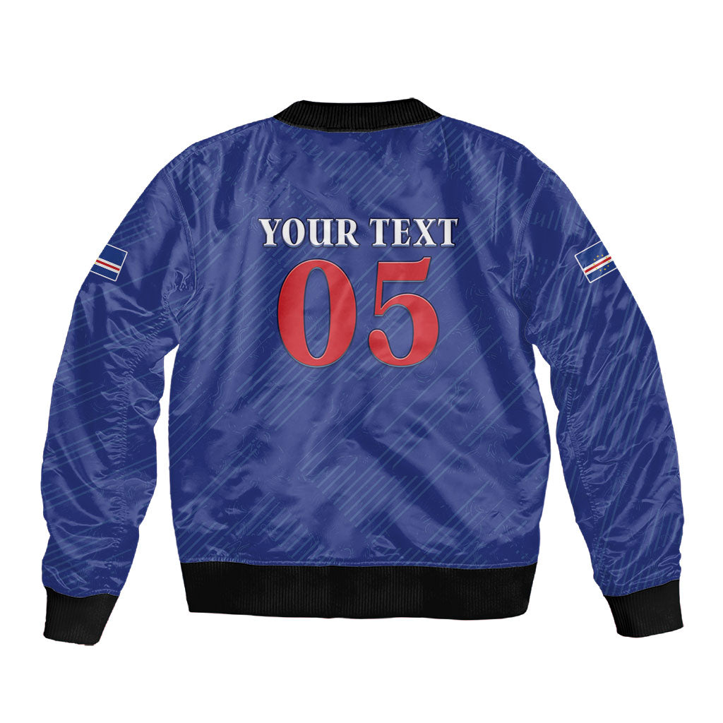 Custom Cape Verde Football Sleeve Zip Bomber Jacket Blue Sharks Still Undefeated
